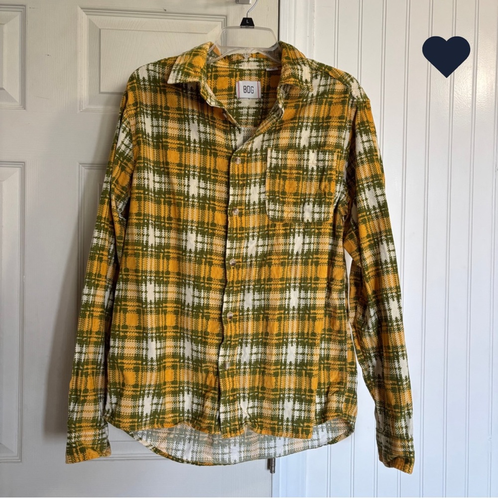 Urban Outfitters BDG Unisex Evan Plaid Cord Corduroy Checkered Shirt